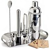 Mixology Bartender Kit: 10-Piece Bar Set Cocktail Shaker Set with Elegant Metal Stand | Perfect Home Bar Tool Set with Martini Shaker For an Awesome Drink Mixing Experience | Exclusive Recipes Bonus