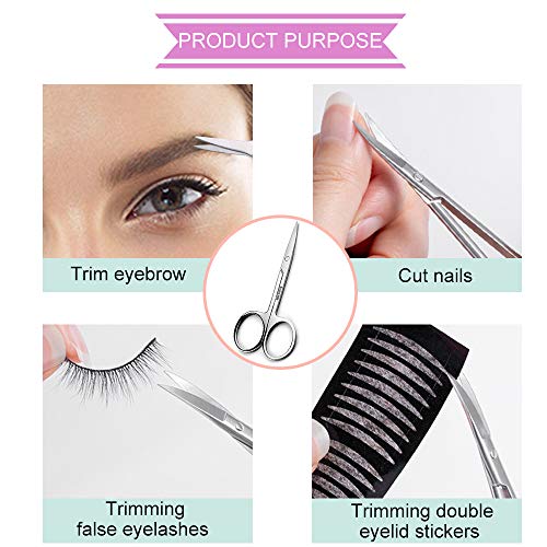 Beard &Nose Hair Beauty Scissors，Stainless Steel Small Scissors for Eyebrows,Eyelashes,nail,Curved and Safety Rounded Tip Trimming Shears for Men Women - Thumbnail 3