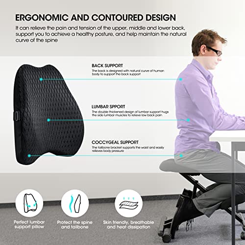 Bipintip Lumbar Support Pillow for Office Chair or Car Memory Foam