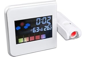 Vasiumic Digital Projection Alarm Clock with LCD, Temperature Humidity Monitor, Wall Ceiling Projector to 5m, Calendar Displa