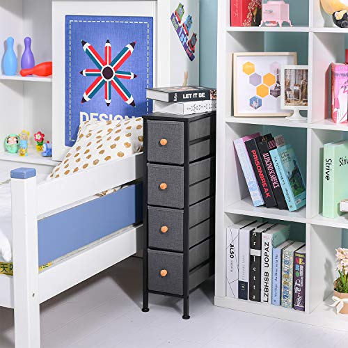 ROMOON Narrow Closet Organizer, 4 Drawer Fabric Storage Bins, Tall