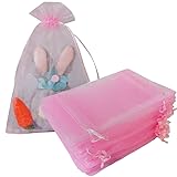 UBGBHO Sets Of 50 Gift Organza Bags 5x7 Inch Pink