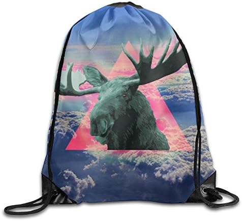 LANGEGE Moose Outdoor Sport Gym Sack Drawstring Backpack Bag Unisex