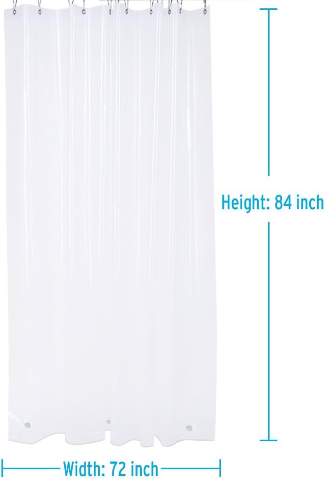 Amazer Shower Curtain Liner, 72 Inches W x 84 Inches H EVA 5G Bathroom Plastic Shower Curtain with 3 Magnets and 12 Grommet Holes-Clear: Home & Kitchen
