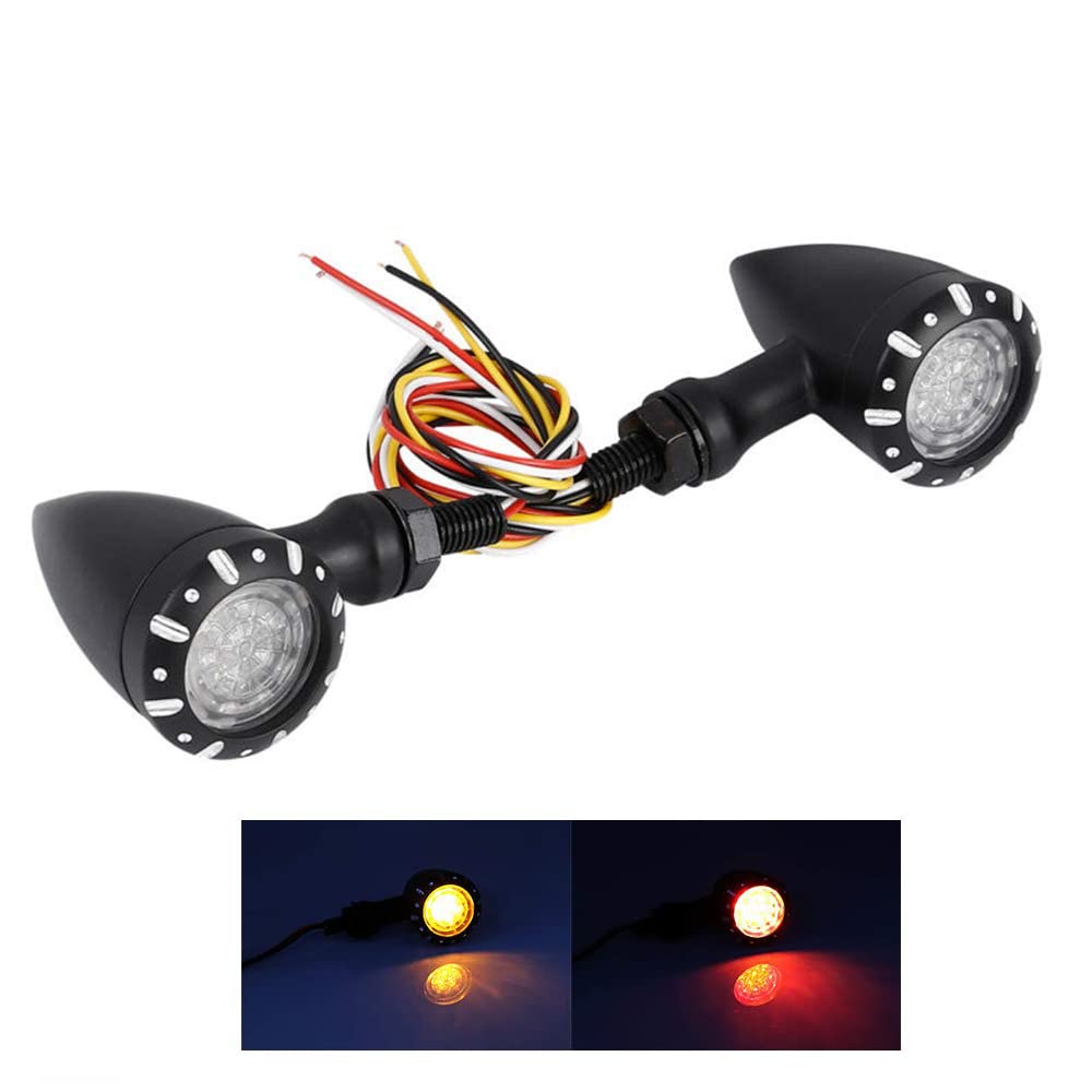 AnXin Motorcycle Turn Signals 2pcs LED Lamp Black Lights Blinker Indicator Light For Cruiser Chopper Custom Bike Bobber