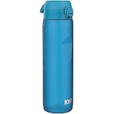 Ion8 1 Litre Water Bottle, Leak Proof, Flip Lid, Carry Handle, Rapid Liquid Flow, Dishwasher Safe, BPA Free, Soft Touch Contoured Grip, Ideal for Sports and Gym, Carbon Neutral Recyclon, 32 oz, Blue