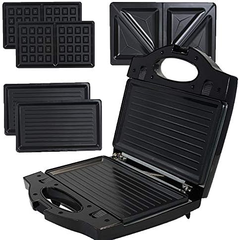 Sandwich Maker 3 in 1 Sandwich Toaster Waffle Maker Sandwich Press with Nonstick Anodized Aluminum Coated Plates 750-Watts LED Indicator Lights