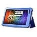 KuRoKo Slim Classic Flip PU Leather Folio Case for RCA Voyager II 7 / RCA Voyager 7 (2016, 2017) / RCA 7 Voyager Pro Tablet (Blue)
