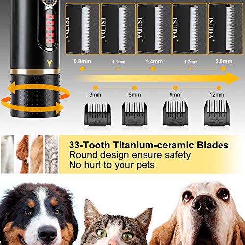 ISUDA Professional Dog Grooming Kit, Heavy Duty Dog Clippers Cordless