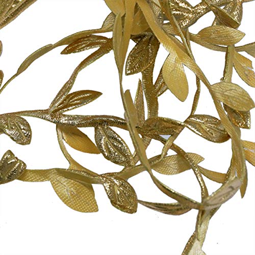 levylisa 21.8 Yards Golden Leaf Trim Leaves Ribbon Metallic Trim Wedding Hair Band Making,Gold Leaves Ribbon Trim for Wedding, Crafting, Scrapbooking, Card Making, Embellishment Christmas Wreath Part