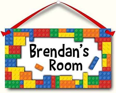 Building Bricks Kids Room Sign Toy Blocks Personalized Childrens Bedroom Decor