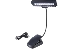 10 LED Clamp Light for Reading, USB and AA Battery Compatible, Cold White USB Reading Lamp