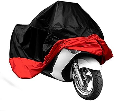 TESWNE Motorcycle Cover Outdoor Waterproof UV Protector Rain Dust Cover for Harley Davidson Medium-Black and Red(XXL)