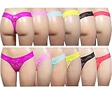 Yinsaviny Women's Floral Lace G String V Thong Panties (Pack of 6)