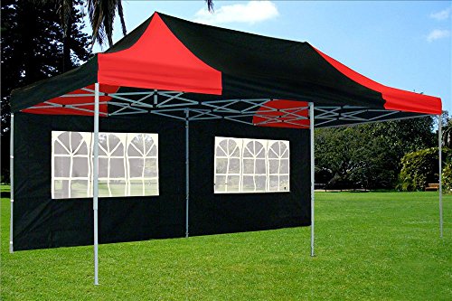 10'x20' Pop up Canopy Wedding Party Tent Instant EZ Canopy Black Red - F Model Commercial Grade Frame By DELTA - Thumbnail 2