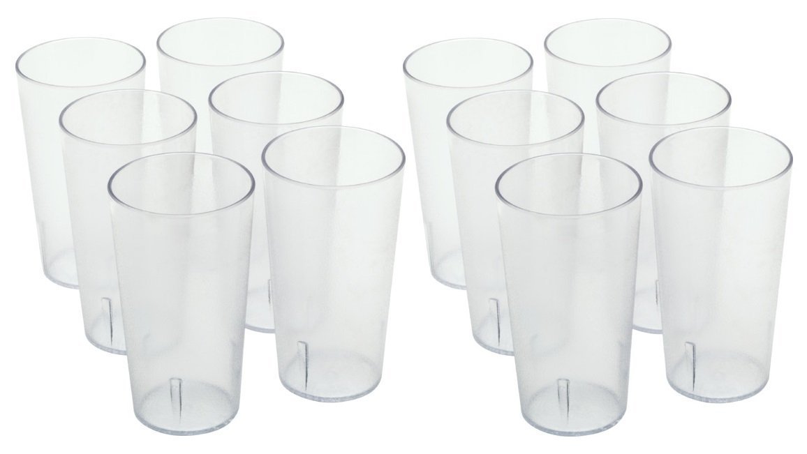 16OZ CLEAR 12PK Restaurant Break Resistant Drinking Cups Glass PLASTIC