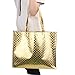 Gesodant Bling Glossy Glitter Durable Reusable Grocery Bag Tote Bag Handles Bag,Medium Non-woven Present Bag Gift Bag,Goodies Bag Shopping Bag,Promotional Bag,Set Of 5 -Gold Pattern