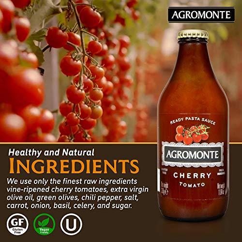 Agromonte Authentic Italian Cherry Tomato Pasta Sauce (Classic)- Taste of Italy Gourmet Foodie and Chef Gift - Ready to Use, Certified Kosher, Gluten-Free, All Natural 11.64oz (2 pack) - Thumbnail 2
