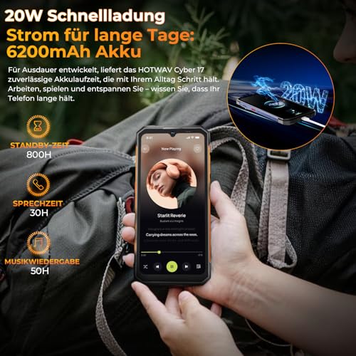 HOTWAV Cyber 17 Outdoor Mobile Phone 2026, 16GB + 128GB/2TB, Android 16 Outdoor Smartphone Without Contract, 48MP + 16MP, 6200mAh, 6.75 Inch 120Hz, IP69K Waterproof, Gemini AI, NFC/Fingerprint/Face ID | Outdoor Smartphone Ohne Vertrag 48MP+16MP, 6200mAh, IP69K Wasserdicht, Gemini AI, NFC/Fingerprint/Face ID/Dual SIM/GPS/OTG