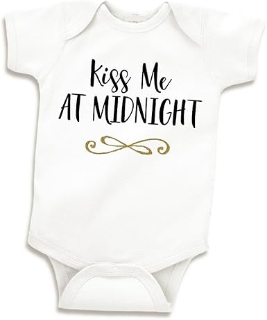Amazon Com Kiss Me At Midnight Baby Girl New Years Outfit First New Years Outfit Gold Clothing