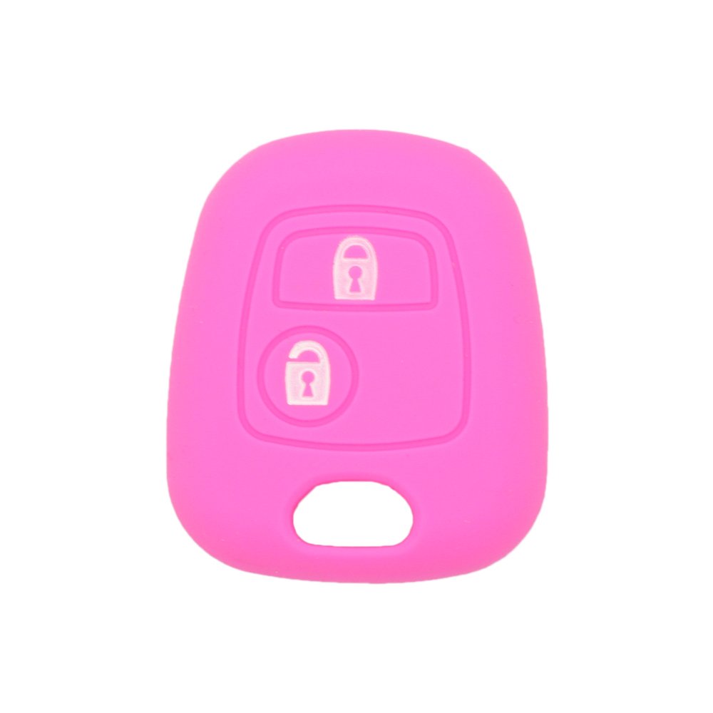 BROVACS Silicone Cover Protector Case Holder Skin Jacket Compatible with PEUGEOT CITROEN 2 Button Remote Key Fob CV9304 Pink