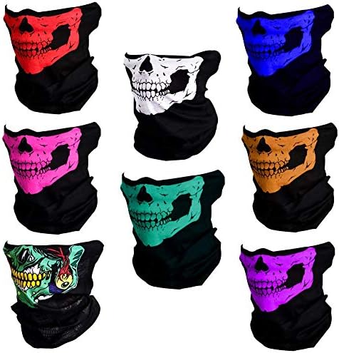 8pcs Seamless Skull Face Mask Bandana Motorcycle Face Masks Skeleton Face Shield