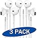 Sports Workout Headphones, Certified In-Ear Wired [3 PACK] Earphones With Microphone 3.5mm Earbuds for iPhone, Samsung, Smart Phones, Android, Tablet and Other Compatible Devices White