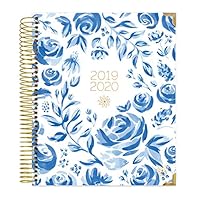 bloom daily planners 2019-2020 Hardcover Academic Year Vision Planner (August 2019 - July 2020) - Monthly and Weekly Column View Calendar Organizer - 7.5" x 9" - Blue & White Floral