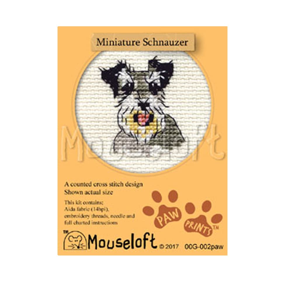 Mouseloft Mini Cross Stitch Kit - Miniature Schnauzer, Paw Prints Collection