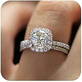 Duan Fashion Ring Cushion Cut ct Zircon Stone 925 Sterling Silver Engagement Wedding Band Ring Cubic Zirconia Promise Halo Engagement Ring Anniversary Wedding Bands Size 6-10