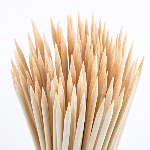 CHuangQi Natural Bamboo Skewers (Pack of 150,4mm,12-Inch) for BBQ, Shish Kabobs,Appetizers