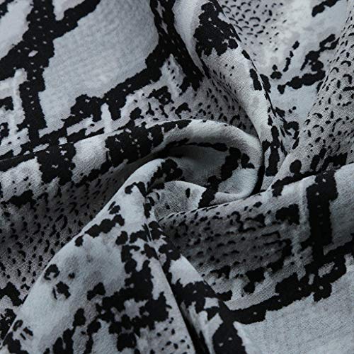 iYBUIA Womens V-Neck Loose Serpentine Printing Sleeveless Camisole T-Shirt Gray