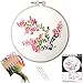 Embroidery Kit, Creative Flower Hand Embroidery Cross Stitch Starter Needlepoint Crafts Kit with Color Pattern Cloth, Embroidery Hoop, Color Threads and Tools Kit for Home Decor (Jakaranda)