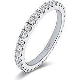 Bo.Dream 1.5mm/2.2mm/3mm Round Cubic Zirconia CZ Full/Half Eternity Rings Wedding Band Sterling Silver