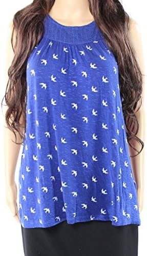 Max Jeans Womens Small Printed Space-Dye Knit Tank Top Blue S