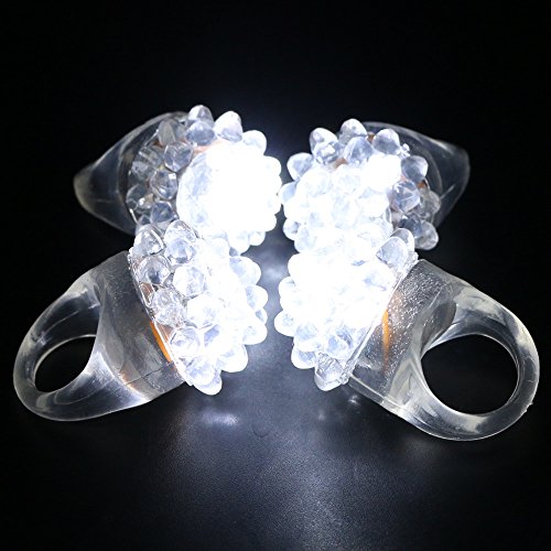 Acmee 30PCS Party Favor Cool White LED Light up Soft Rubber Ring White LED Flashing Jelly Bumpy Rings for Rave Party