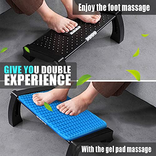 Ergonomic Foot Rest Under Desk, Adjustable 6 Height Office Foot Rest for Under Desk with Soft Comfort Gel Pad, Foot Rest Under Desk with Massage Surface, Soft Comfort Gel Pad for Leg Pain Relief