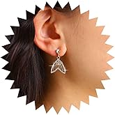 Iaceble Vintage Crystal Fishtail Dangle Earrings CZ Fish Tail Earrings Rhinestone Mermaid Tail Drop Earrings Gold Whale Tail Earrings Jewelry for Women