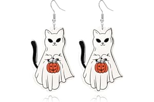 ONLYJUMP Halloween Cute Ghost Pumpkin Earrings for Women Cartoon Cat Spider Earrings Halloween Acrylic Earrings Fun Earrings