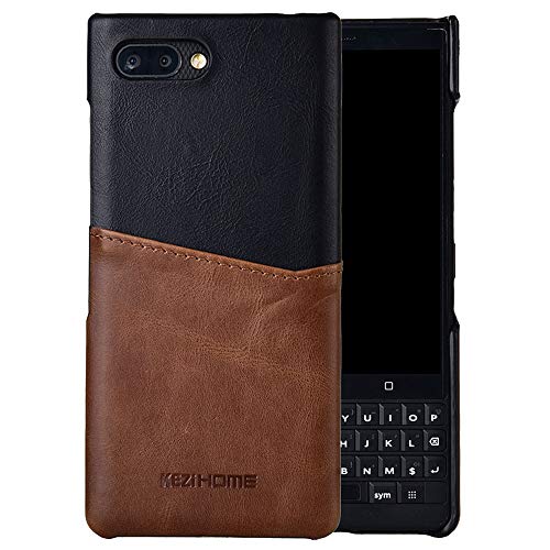 BlackBerry KEY2 Case,Two-Tone Vintage Insert Card Genuine Leather Back Cover for BlackBerry Key 2 (Black) BlackBerry KEY2 Case,Two-Tone Vintage Insert Card Genuine Leather Back Cover for BlackBerry Key 2 (Black)