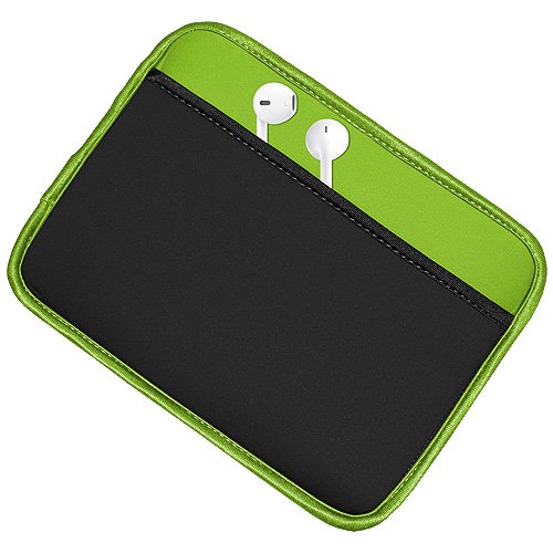 Amzer 8-Inch Slim Reversible Neoprene Horizontal Sleeve with Pocket for Tablet/eBook Reader - Black/Leaf Green (AMZ94873)