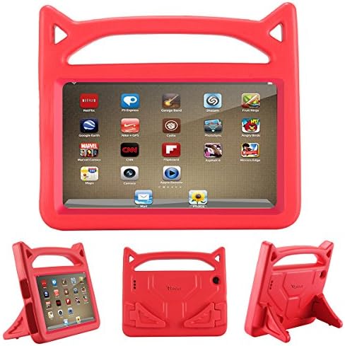 Luka Fire HD 7 Tablet Case for Kids- Light Weight Shock Proof Handle Protective Cover with Built-in Stand for Fire 7 inch Display Tablet (Compatible with 2015&2017 Release) (Red) (Red)