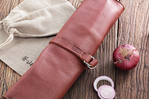 image for Cangshan N1 Series 59946 4 Piece Leather Roll Knife Set, Silver