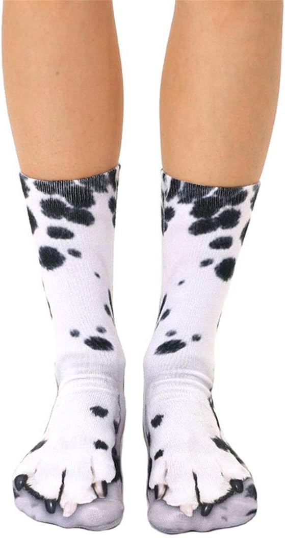 ACVIP Women's Dog Paws 3D Print Fancy Funny Crew Socks
