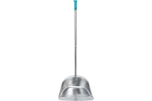 HAMPPLIES Cleaning Dustpan Long Handle Stainless Steel for Household Use Large Capacity and No Bending Design