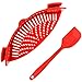 Resort Chef Kitchen Clip-on Pot Strainer. Best for Straining Pasta, Meat Grease, Eggs, Rice, Fruits & Vegetables - BPA Free Eco Friendly - Includes Bonus Matching Silicone Spatula - Great Gift Idea