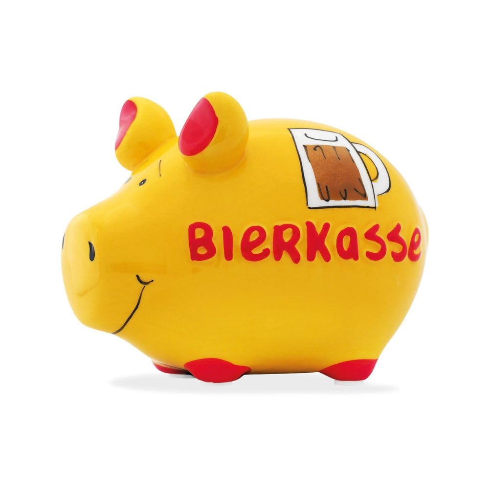 KCG Piggy Bank Beer Cash Money Box Ceramic with Rubber Closure Small Pig 12.5 x 9 x 9 cm