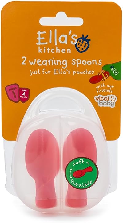 Vital Baby Ella's Kitchen Pouch Spoon Tips 2pk Red 4m+ BPA Free