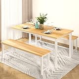 AWQM Dining Table Set with Two Benches, Kitchen