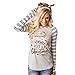 GBSELL Women Casual Deer Letter Cotton Long Sleeve Shirt Tops (L, Gray Stripe)